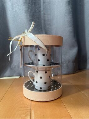 Polka Dot Stackable Espresso Cup Set - White and Black